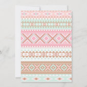 部族ベビーシャワー 女の子 招待状 ピンク ゴールド ティール (裏面)