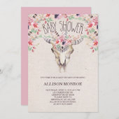 部族ボホーと花のベビーシャワー招待状 招待状 (正面/裏面)