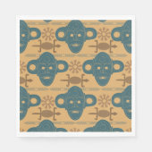 部族マスクアフリカ民族顔パターン スタンダードランチョンナプキン (正面)