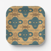 部族マスクアフリカ民族顔パターン ペーパープレート (正面)