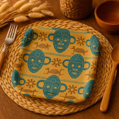 部族マスクアフリカ民族顔パターン ペーパープレート