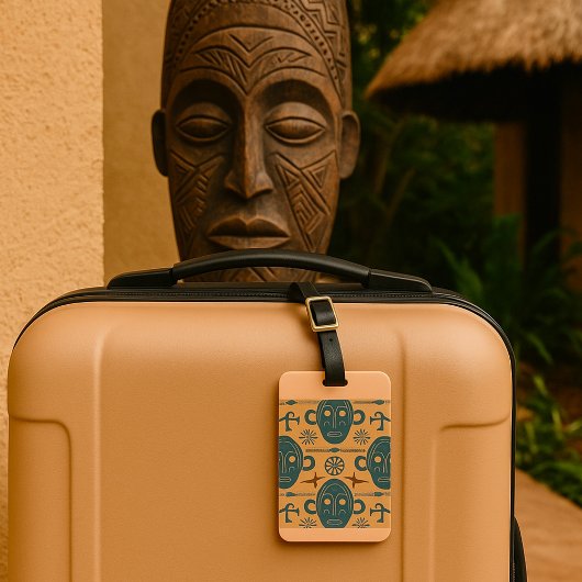 部族マスクアフリカ民族顔パターン ラゲッジタグ