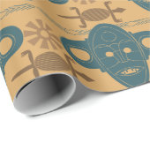 部族マスクアフリカ民族顔パターン ラッピングペーパー (ロールコーナー)