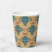 部族マスクアフリカ民族顔パターン 紙コップ (正面)