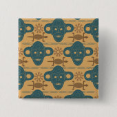 部族マスクアフリカ民族顔パターン 缶バッジ (正面)