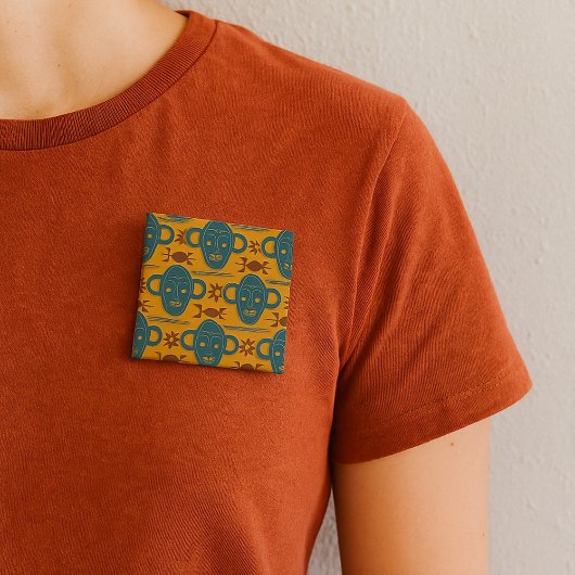 部族マスクアフリカ民族顔パターン 缶バッジ