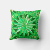 部族マンダラプリント、エメラルドグリーンとライムグリーン クッション (裏面)