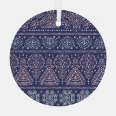 部族メキシコ、民族のシームレスなパターン。 ガラスオーナメント (裏面)