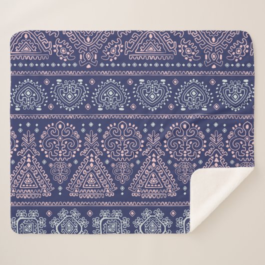 部族メキシコ、民族のシームレスなパターン。 シェルパブランケット (正面(横))