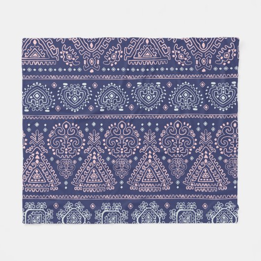 部族メキシコ、民族のシームレスなパターン。 フリースブランケット (正面(横))