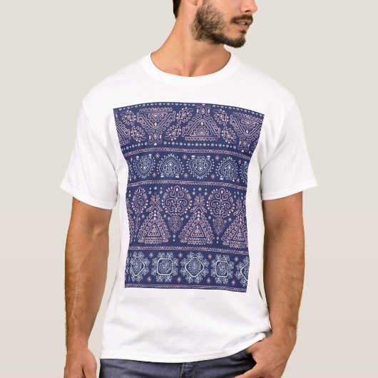 部族メキシコ、民族のシームレスなパターン。 Tシャツ (正面)