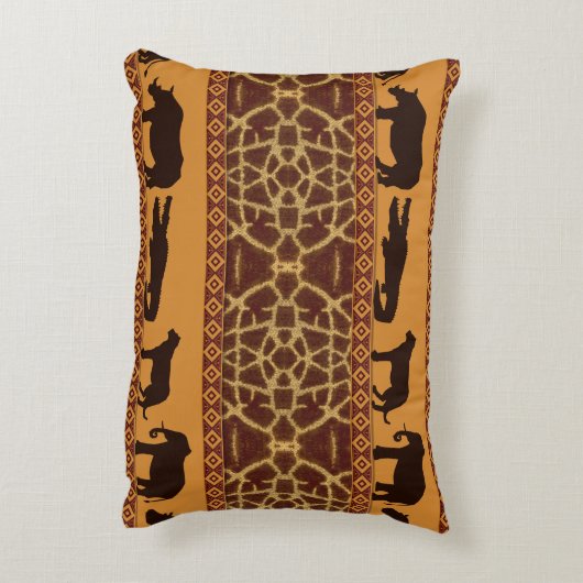 部族モダンアフリカのキリン模様アニマルプリント アクセントクッション (裏面(縦))