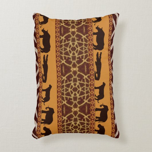 部族モダンアフリカのキリン模様アニマルプリント アクセントクッション (正面(垂直))