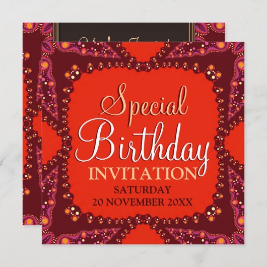 部族モダン特別バースデーパーティ招待状 招待状 (正面/裏面)