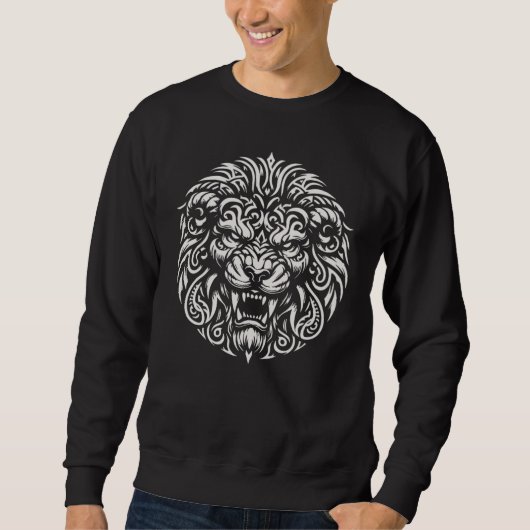 部族ライオンの頭部Tシャツデザイン スウェットシャツ (正面)