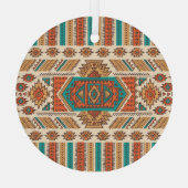 部族ヴィンテージ:民族のシームレスなパターン ガラスオーナメント (裏面)