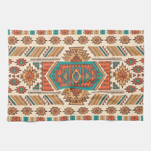 部族ヴィンテージ:民族のシームレスなパターン キッチンタオル (横)