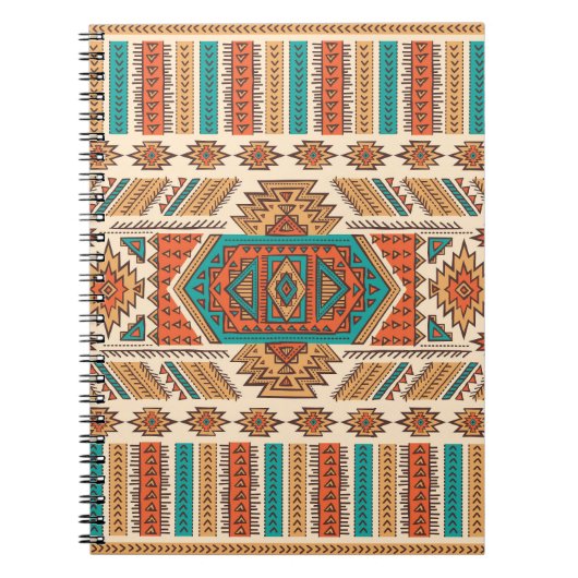 部族ヴィンテージ：民族のシームレスなパターン ノートブック (正面)