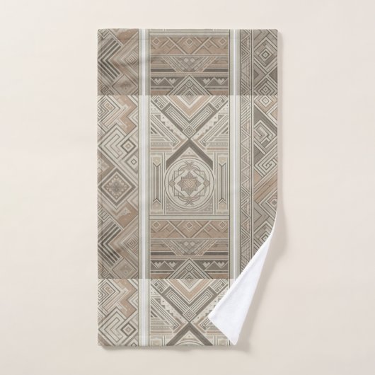 部族万華鏡のように千変万化するパターン幾何クール抽象芸術自然 バスタオルセット (ハンドタオル)