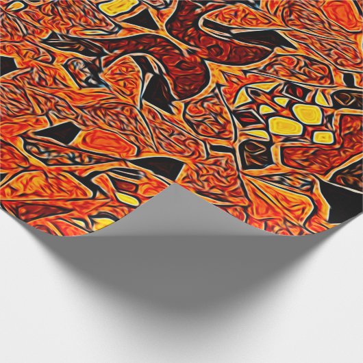 部族先住民オレンジイエローウエスタンボヘミア ラッピングペーパー (角)