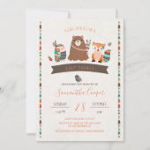 部族動物キャラクターベビーシャワー招待状 招待状 (正面)