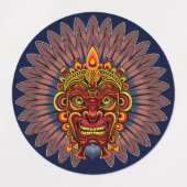 部族戦士王の儀礼マスク ラベル (デザイン1)