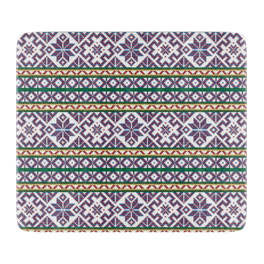 部族数々の色の古代シンボルフォークアートデザイン カッティングボード (正面)