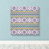 部族数々の色の古代シンボルフォークアートデザイン キャンバスプリント (インサイチュ (ウッドフロア))