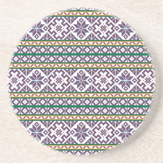 部族数々の色の古代シンボルフォークアートデザイン コースター (正面)