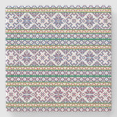 部族数々の色の古代シンボルフォークアートデザイン ストーンコースター (正面)