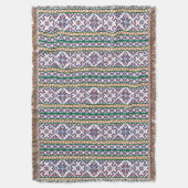 部族数々の色の古代シンボルフォークアートデザイン スローブランケット (正面縦)