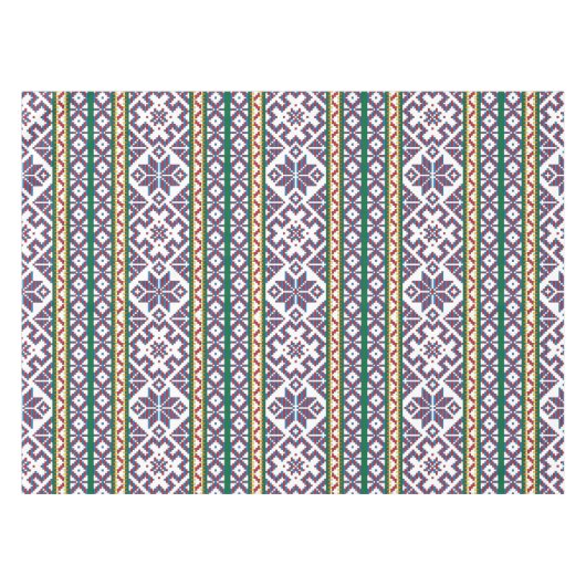 部族数々の色の古代シンボルフォークアートデザイン テーブルクロス (正面(横))