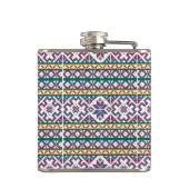 部族数々の色の古代シンボルフォークアートデザイン フラスク (裏面)