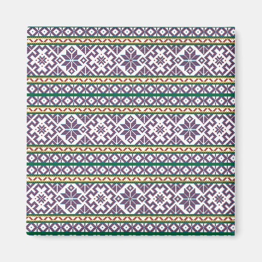 部族数々の色の古代シンボルフォークアートデザイン マグネット (正面)