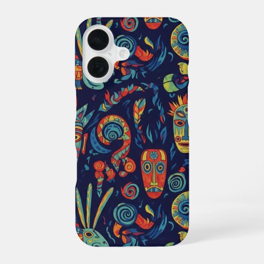 部族柄 iPhone 16ケース (裏面)