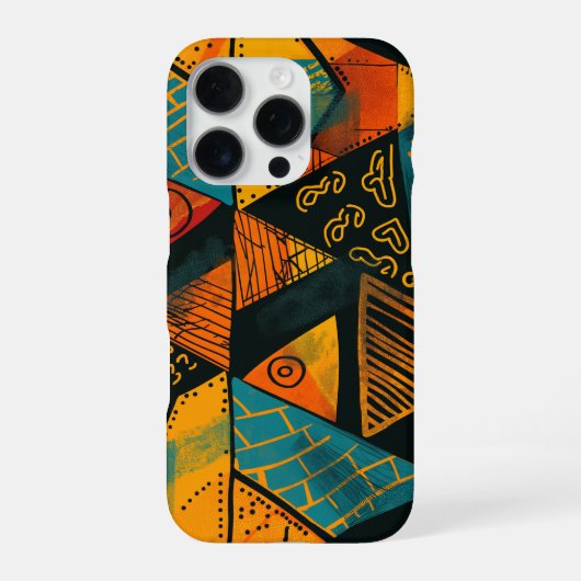 部族模様のカラフルな三角形 iPhoneケース (裏面)