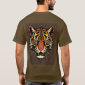 部族模様の虎の顔 Tシャツ (裏面)