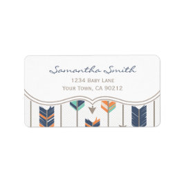 部族矢印オレンジブルーとグレー ラベル