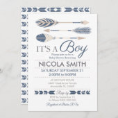 部族矢印ベビーシャワー招待状ボーイ 招待状 (正面/裏面)