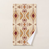 部族矢印、アプリコット、ブルゴーニュ、タン バスタオルセット (ハンドタオル)