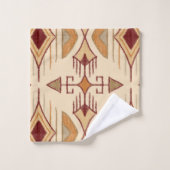 部族矢印、アプリコット、ブルゴーニュ、タン バスタオルセット (ウォッシュタオル)