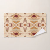 部族矢印、アプリコット、ブルゴーニュ、タン バスタオルセット (ハンドタオル)