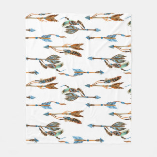 部族矢印：水色ヴィンテージイラストレーション。 フリースブランケット