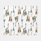 部族矢印：水色ヴィンテージイラストレーション。 フリースブランケット (正面(横))