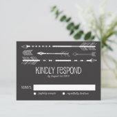 部族矢印RSVPカード |グレー 出欠カード (スタンド正面)