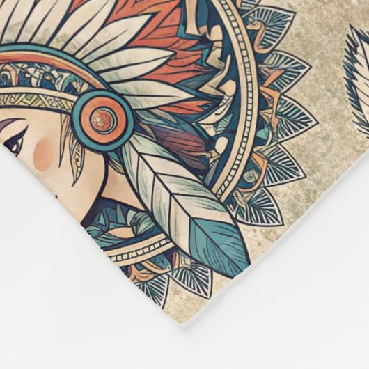 部族素朴のモチーフを使ったはっきりした民族毛布 フリースブランケット (角)