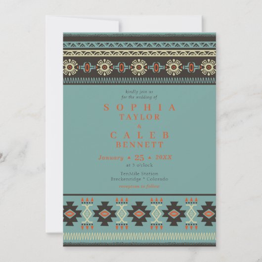 部族素朴の冬の結婚式 招待状 (正面)