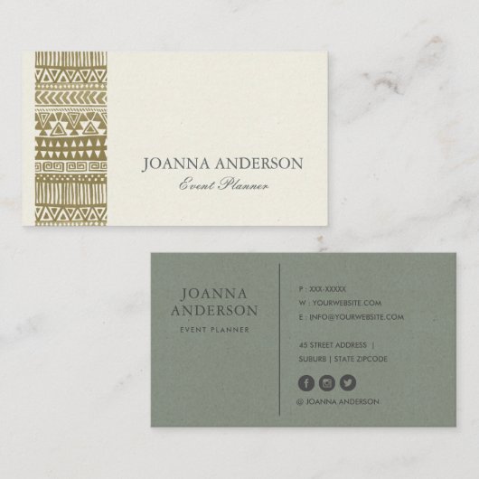 部族素朴金ゴールドボヘミア型パタパーソナライズされたーン 名刺 (正面/裏面)
