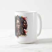 部族芸術的顔の3人の女性の描写 コーヒーマグカップ (正面右)