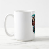 部族芸術的顔の3人の女性の描写 コーヒーマグカップ (左)